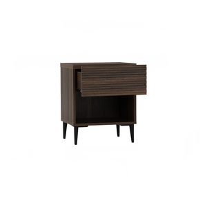 Scandinavian Fluted Nightstand with <b>Storage</b> Drawer Particle Board <b>Bedside</b> Table and Metal Legs for Bedroom Living Room - Product Image 3