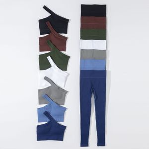 Conjunto de Yoga Acanalado al por Mayor: Leggings y Top Deportivo de Un Hombro para Fitness - Product Image 6
