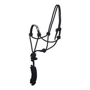 Black Nylon Braided Rope Horse Halter with Beaded Noseband & <b>Lead</b> Rope Adjustable Durable <b>Training</b> Halter OEM Supplier Bulk - Product Image 1