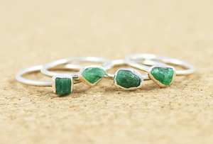 Handmade Raw Emerald <b>Ring</b> Prong Set Sterling Silver Jewelry Unique May Birthstone <b>Ring</b> for Women Elegant Emerald <b>Statement</b> <b>Ring</b> - Product Image 6