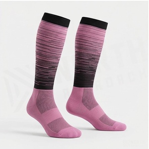 Pink <b>Knee</b> <b>High</b> Cycling <b>Socks</b> Striped Pattern Breathable Spandex Polyester Adult Summer Sports <b>Socks</b> - Product Image 3
