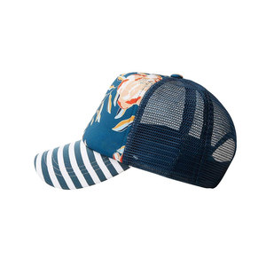Gorra Trucker con Estampado Floral y Visera a Rayas, Ajustable, con Malla Trasera, Unisex, Casual, para Primavera/Verano, Mezcla de Algodón y Poliéster - Product Image 4