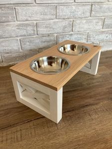 Classic Wooden <b>Dog</b> Feeding Container Ideal for <b>Small</b> Large Breed Pets with Attractive Rustic Wood Texture - Product Image 5