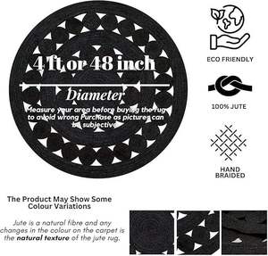 Alfombra Redonda Moderna de Estilo Natural Simple, Alfombra Lavable con Estampado Animal, Material de Paja Tejida - Product Image 5