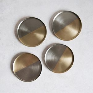 Modern Decorative Metal Coaster Set with Storage Holder for Home Dining Room Office <b>Desk</b> and Kitchen Decor - Product Image 4