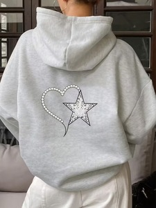 Sweat-shirt à capuche pour femme en coton lourd 400 g/m², personnalisable, de haute qualité, vierge, OEM - Product Image 2