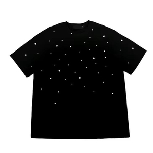 เสื้อยืดผู้ชายผ้าฝ้าย 100% คุณภาพสูง ลายโลโก้แบบกำหนดเอง ประดับด้วยคริสตัลทั้งตัว ล้างสีแบบแอซิดวอช สไตล์วินเทจ เนื้อผ้าหนา - Product Image 3