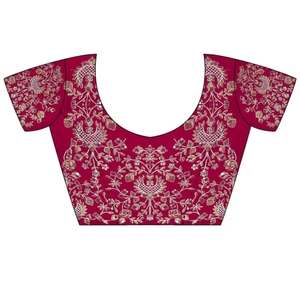 Sari traditionnel en soie rose orné pour femme KV, avec chemisier non cousu, réversible et infroissable, idéal pour les occasions de fête d'automne - Product Image 6