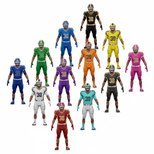 Tenues de football américain personnalisées, maillots, pantalons, gants, casque, chaussures, design imprimé personnalisé, uniformes confortables - Product Image 1