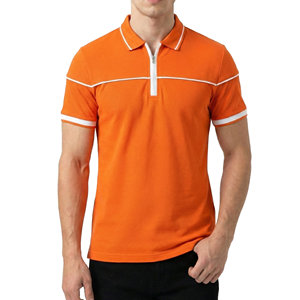 Polos deportivos de manga corta para hombre, con cremallera de un cuarto, ribetes en contraste, transpirables, de punto, con logotipo personalizado, polos de golf en blanco para hombre, al por mayor. - Product Image 5