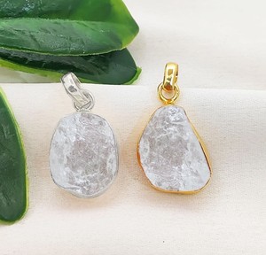 Birthstone Gold Plated <b>Raw</b> <b>Crystal</b> Quartz Gemstone Pendant Charm – DIY Necklace Jewelry Supplies Wholesale - Product Image 1