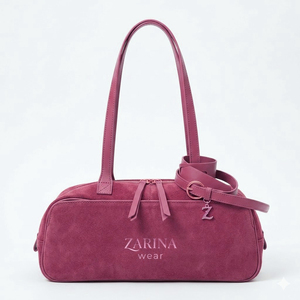 Womens Genuine Leather Water Resistant <b>ZIP</b> Closure Matte Finish Retro Bowling Style Crossbody Handbag for Fall & Winter - Product Image 2