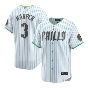 Maillot de baseball personnalisé pour équipe, Philadelphia, bleu dégradé, maille cousue, unisexe, sublimé, anti-UV - Product Image 2