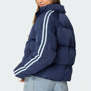 Custom Women's White <b>Duck</b> <b>Down</b> Puffer <b>Jacket</b> Removable Sleeves Crop Short Bomber Winter Coat - Product Image 2