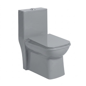 Inodoro de Cerámica Moderno de Una Pieza, Color Gris, con Doble Descarga y Diseño de Sifón S/P, Accesorio para Baño - Product Image 1