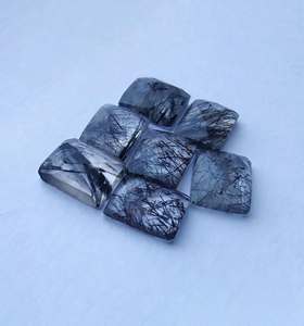 Cuarzo Rutilo Negro Natural, Corte Checker, Gema Rectangular Calibrada, Piedra Suelta, Todos los Tamaños Disponibles - Product Image 5
