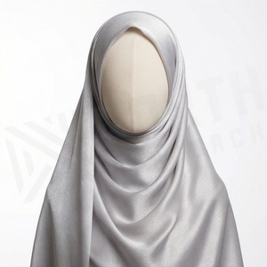 Hiyab de Satén de Poliéster de Color Sólido para Mujer, Suave al Tacto, para Uso Diario, Pañuelo Étnico - Product Image 6