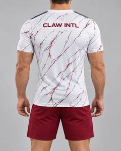 CLAW INTL ชุดเสื้อฟุตบอลชายแขนสั้นคอกลมสีขาวลายหินอ่อนสีแดง - Product Image 6