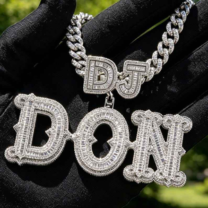 Luxury Moissanite Diamond 925 Silver <b>Initial</b> Custom Pendant Cuban Link <b>Chain</b> Statement Unisex Jewelry Gift Necklace Fashion - Product Image 5