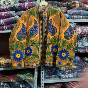 Indian Handmade Suzani Cotton <b>Jacket</b> Hand Embroidered <b>Short</b> <b>Jacket</b> Unisex Coat Handmade Suzani <b>Short</b> <b>Jacket</b> - Product Image 5