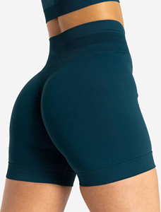 Short de sport taille haute en nylon doux pour femme avec poches latérales – Idéal pour la gym, le vélo et le yoga - Product Image 2