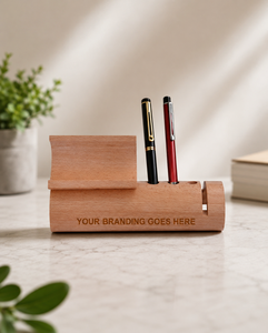 Wooden Office Desk Organizer for Pens, Cards & Accessories Elegant Wooden <b>Stationery</b> Organizer with Multi Storage Compartments - Product Image 5
