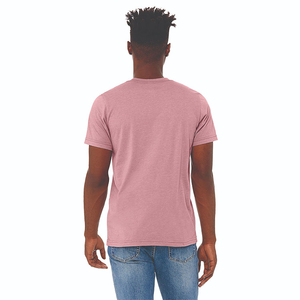 T-shirt décontracté en jersey tricoté pour homme, coupe classique, respirant, écologique, 220g, coton rose, col rond, manches courtes, vente en gros - Product Image 3