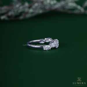 3.07CT Oval Cut Lab Grown Diamond Curved Wedding Band 14K 18K White Gold Five Stone Contour Matching Anniversary <b>Stacking</b> <b>Ring</b> - Product Image 3