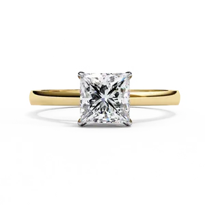 Anillo Solitario Cuadrado de Diamante Cultivado en Laboratorio de 1.5ct con Corte V y Cuatro Garras, Banda Delgada, Joyería de Compromiso en Tono Dorado Personalizado - Product Image 6