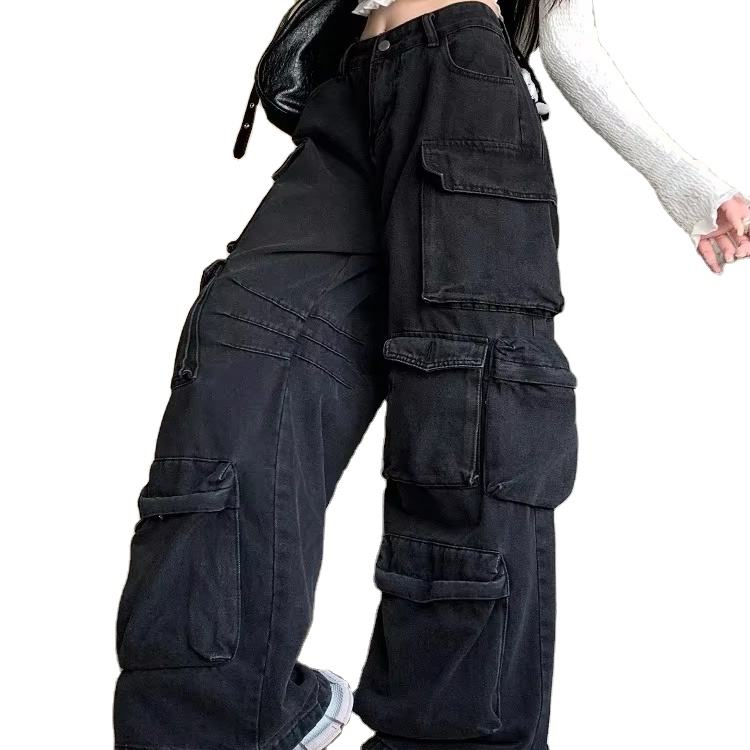 Cargo Pants Flare Jeans For Pear Shaped High Quality Black Womens