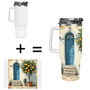 Custom Branded Tumbler 40oz Stainless Steel Travel <b>Mug</b> With Lemon Door Design For Outdoor Use - Product Image 1