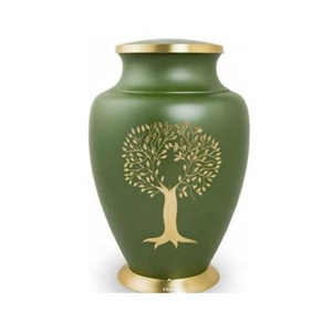 Wholesale Rate Cremation Urn Brass Handmade Human <b>Ashes</b> Urns Tree of Life Green Color Top Selling Online Product - Product Image 1