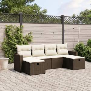 Conjunto de Sofá Grande para Jardín de Ratán Sintético Marrón con Acero con Recubrimiento en Polvo, Muebles de Exterior Premium - Product Image 1