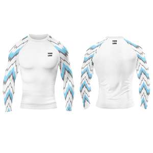 Rashguard MMA personnalisé sublimé - T-shirt à manches longues avec motif vectoriel en zigzag - Product Image 3