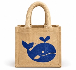 Sac de shopping en jute laminé imprimé sur mesure avec logo pour l'emballage de détail - Product Image 1