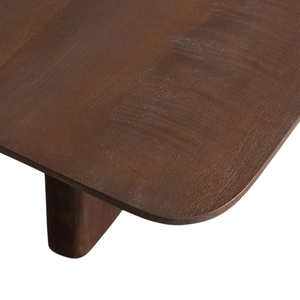 Mesa de comedor de alta calidad con base de pedestal de madera maciza de mango con bordes curvos y acabado en marrón cálido para el hogar, oficina, cocina, restaurante. - Product Image 6