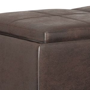 Pouf contenitore Avalon da 42 pollici in pelle vegana marrone anticata - Categoria prodotto: Pouf e ottomane - Product Image 2