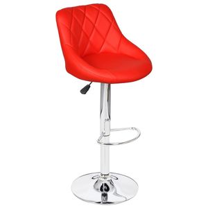 Set of 2 Red Faux Leather Bar <b>Stools</b> with <b>Adjustable</b> Iron Height Stylish and Comfortable - Product Image 3