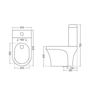 Inodoro de esquina de una pieza, moderno y duradero, de porcelana blanca, 670x370x750mm, inodoro de cerámica para uso comercial en baños. - Product Image 6
