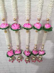 Décoration d'escalier traditionnelle Mogra avec lotus en mousse pour Diwali, décoration d'entrée de maison Ganapati - Product Image 3