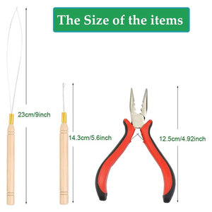 Kit d'outils professionnel pour extensions de cheveux : Mini-pince à cheveux à 3 trous avec aiguille de micro-tirage et anneaux de boucle pour cheveux - Product Image 2