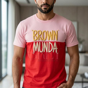 T-shirt en coton respirant et écologique pour homme, avec motif en relief personnalisé, broderie artistique de haute qualité, col confortable - Product Image 3
