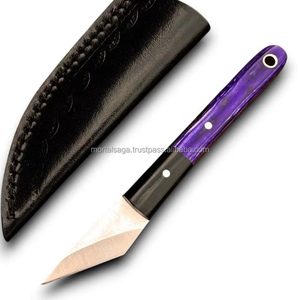 Couteau utilitaire miniature à lame fixe en acier Damas de qualité supérieure, ultra-affûté, style Kiridashi, manche en bois, OEM, transport légal, EDC - Product Image 4