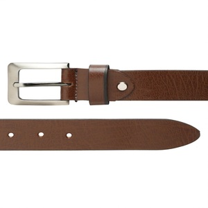 Cinturón Casual de Cuero Premium de Alta Calidad con Acabado Liso Marrón para Hombre, con Hebilla de Latón Niquelado de Lujo, Cinturón para Jeans - Product Image 2