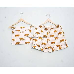 Trending Elegant <b>Modest</b> Indian Handmade 100% Cotton Pajama <b>Set</b> Breathable Digital Printed Jungle Vintage Short Night Wear Women - Product Image 2