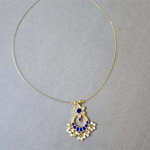 Fine Beaded Jadau Dangler Pendant with Invisible Chain - Product Image 5