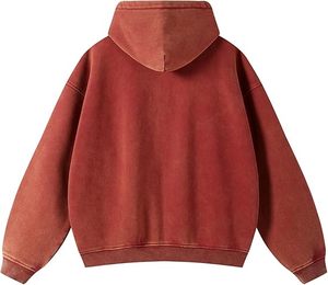 Sudadera con capucha para hombre, estilo streetwear de invierno, con cremallera, lavado ácido, 100% algodón, estampado personalizado, vintage, oversize, precio al por mayor - Product Image 2
