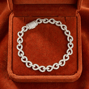 Diamond Shape <b>Infinity</b> Link Moissanite Bracelet 925 Sterling Silver Fine Chain Link Bracelet Luxury Jewelry - Product Image 2