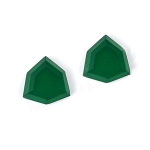 Ónix Verde Natural, Forma Hexagonal, Corte Escalonado, Alto Brillo, 12mm, Cabujón de Piedra Preciosa Suelta con Reverso Plano para Fabricación de Joyas, Colgantes y Pendientes - Product Image 1