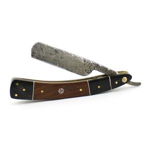 Rasoir droit artisanal en acier inoxydable à lame simple avec manche en bois et corne pour le rasage du visage - Product Image 1